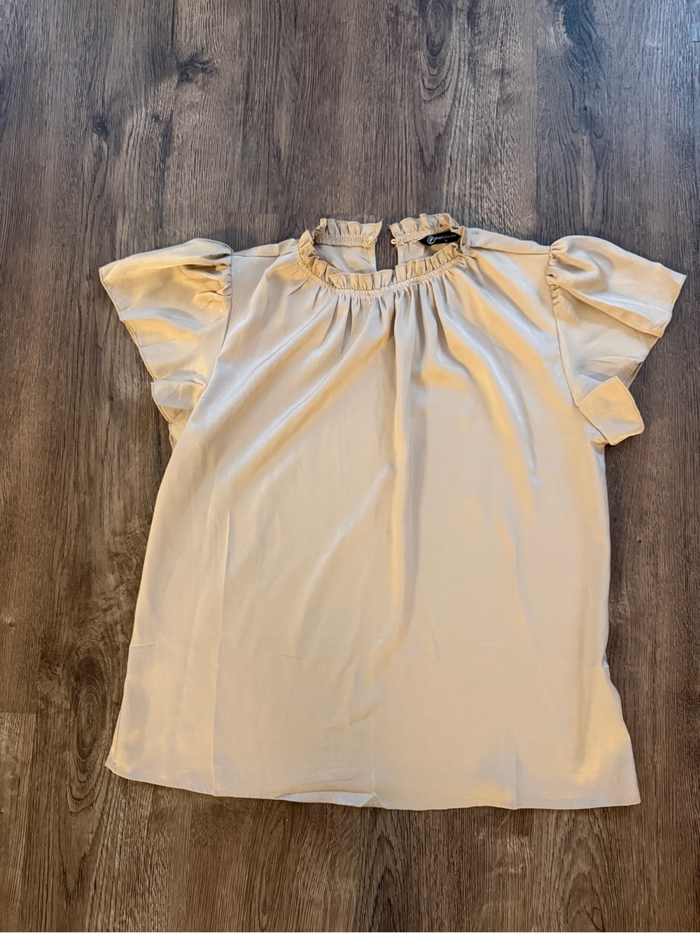 Ruffled Neck Cream Women's Blouse